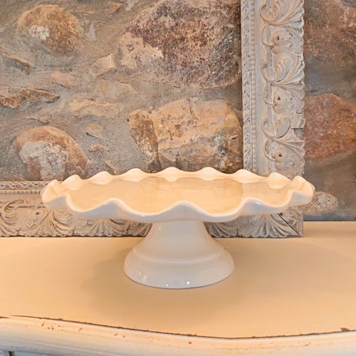 Alzatina per dolci in ceramica bianca