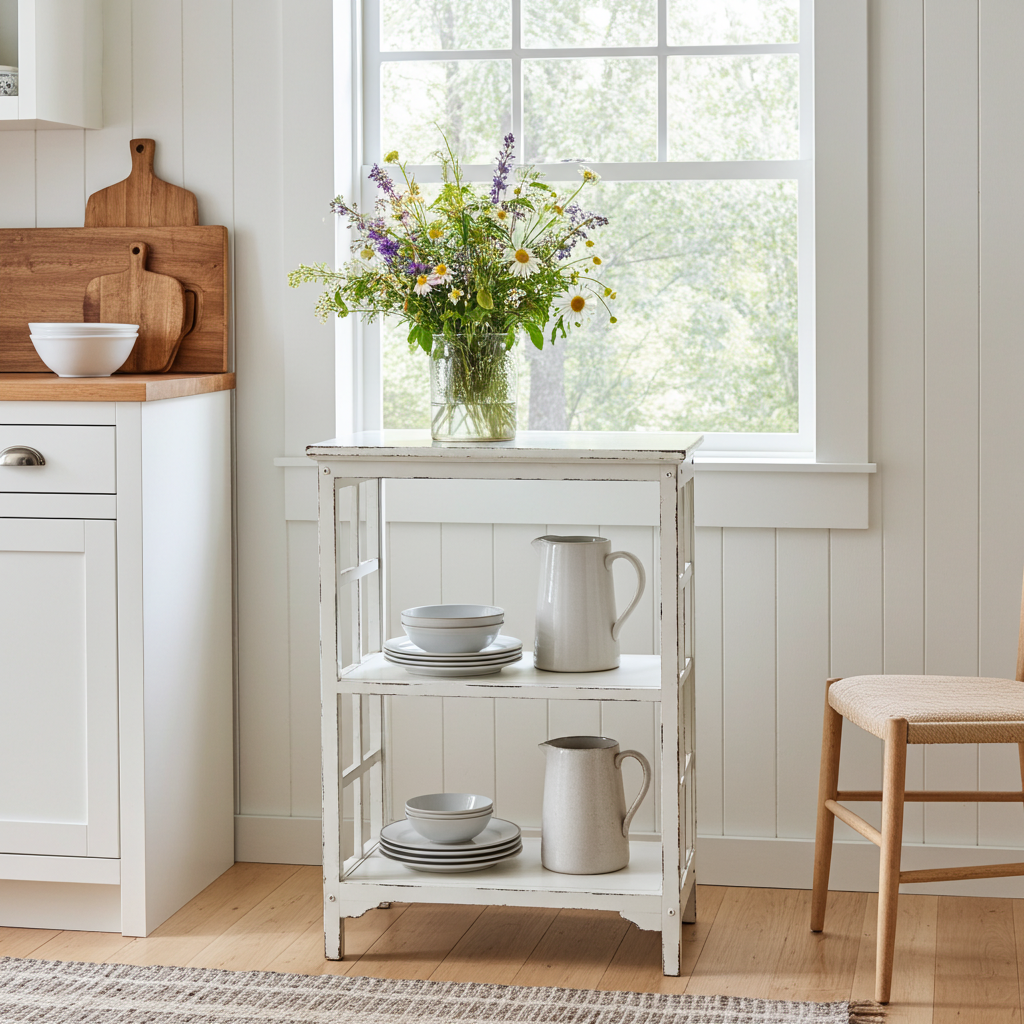 Tavolino bianco anticato - Chic Antique