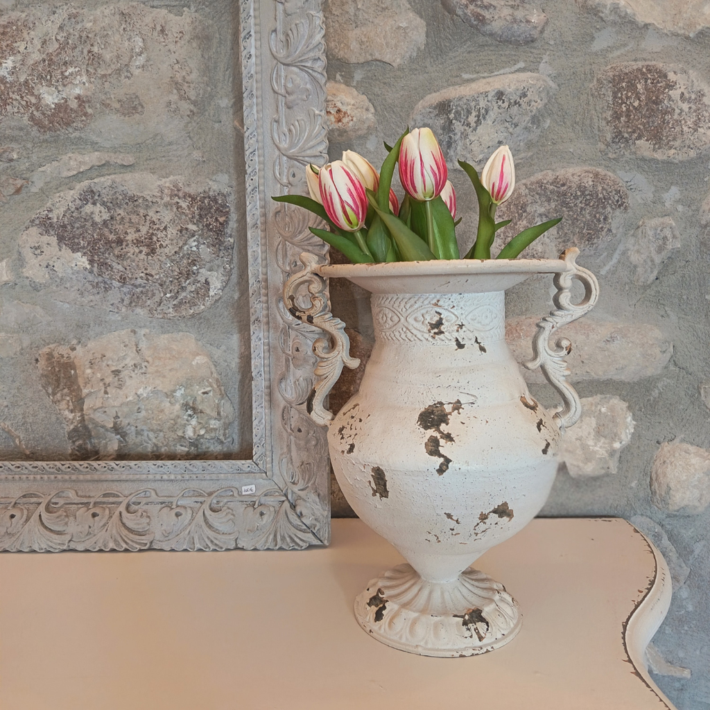Antique white amphora vase