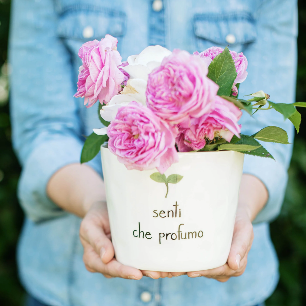 Vaso "Senti che profumo" con sottovaso - Simple Day