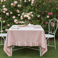 Tovaglia 6 posti resinata rosa con balza - L'Atelier 17