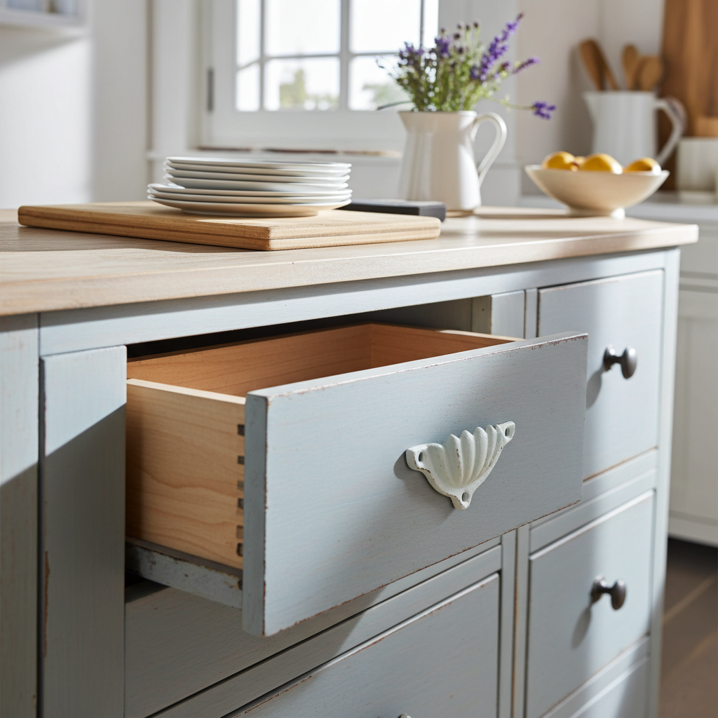 Maniglia antica a conchiglia bianca per mobili