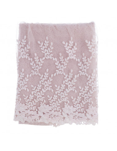 Coppia spugna viso e ospite con ricami - Azzurro/Rosa/Beige - Blanc Mariclò
