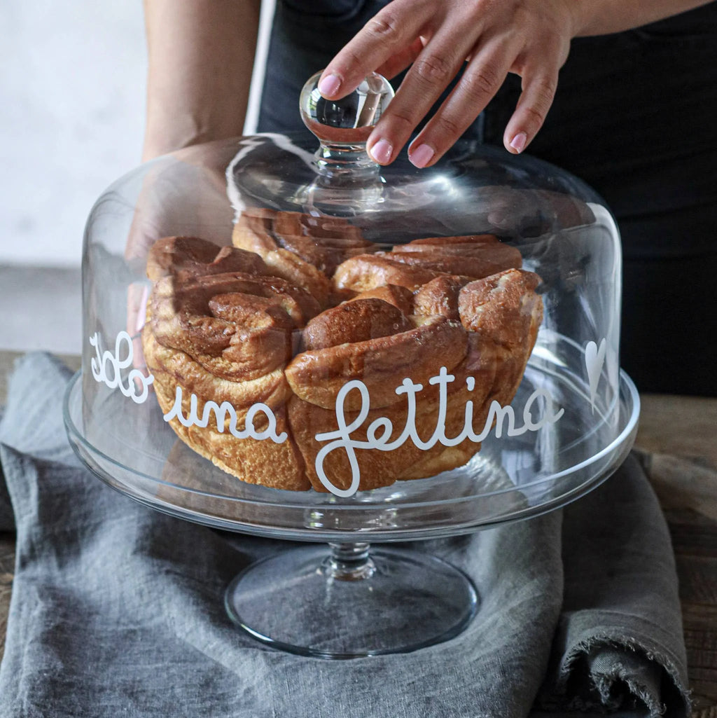 Alzata e campana vetro per dolci e torte "Solo una fettina" - Simple Day