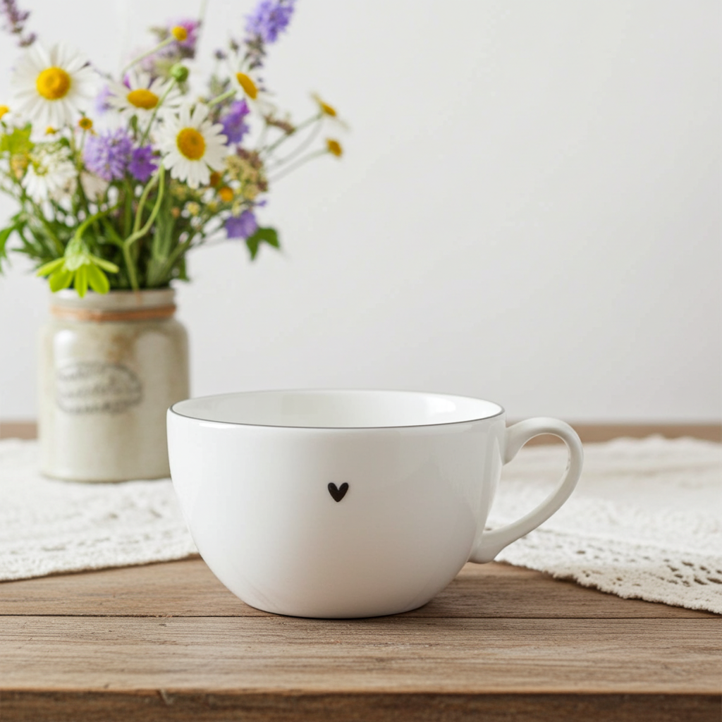 Tazza grande tonda con manico e cuore - Bastion Collection