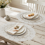 Tovaglietta vinile beige con decoro pizzo - Blanc Mariclò