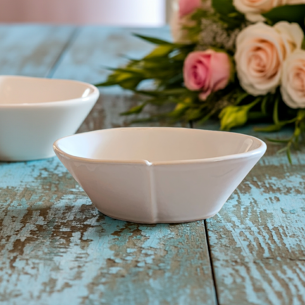 Set of 2 bowls with romantic shapes and decorations - diameter 12.5 cm - Luxe Lodge