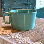 Set of 2 aqua green mugs with handle