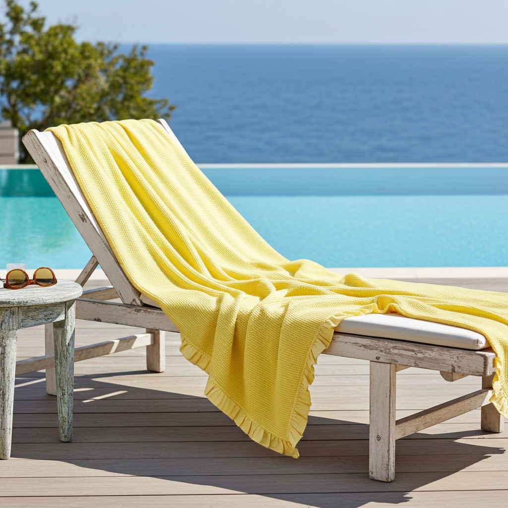 Telo mare nido d'ape in cotone con frappa in diversi colori - L'Atelier 17