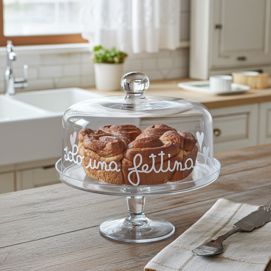 Alzata e campana vetro per dolci e torte "Solo una fettina" - Simple Day