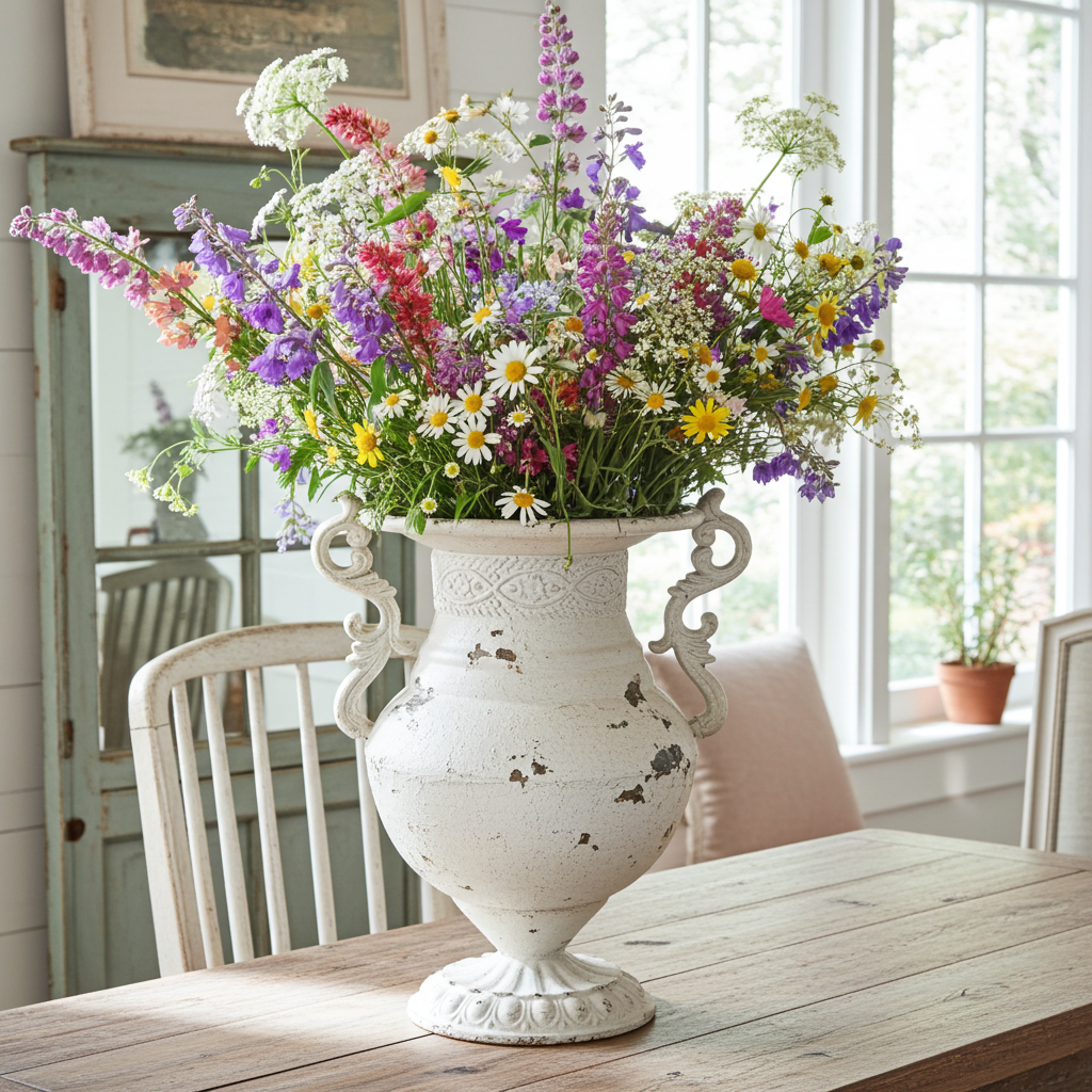 Antique white amphora vase
