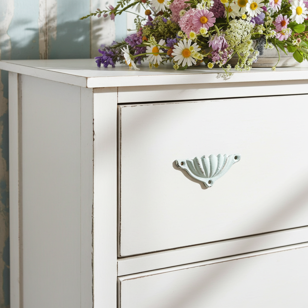 Antique white shell furniture handle