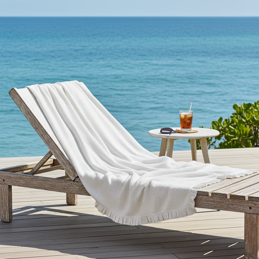 Telo mare nido d'ape in cotone con frappa in diversi colori - L'Atelier 17