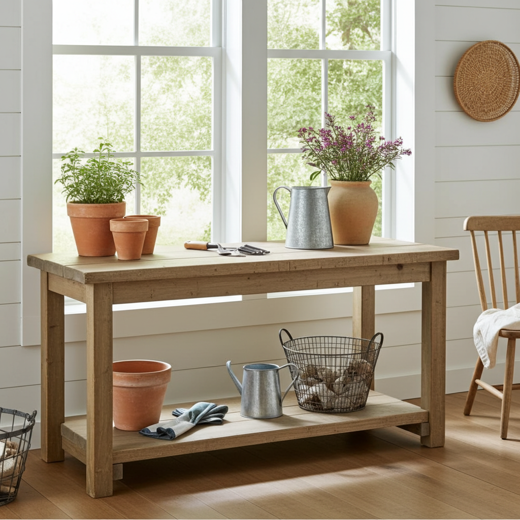 Banco da lavoro in legno vecchio di recupero finitura naturale - Luxe Lodge