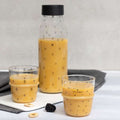Clear Glass Water Bottle with Black Self-Opening Cap - Bastion Collection