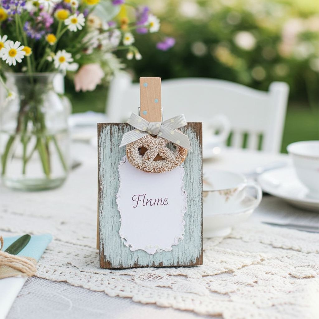 Handmade ceramic biscuit-decorated peg for package closure - 10x5cm