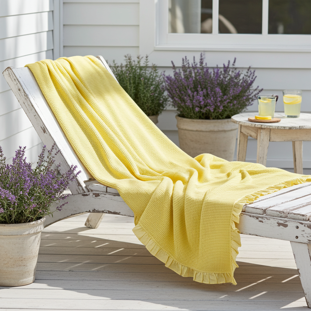 Telo mare nido d'ape in cotone con frappa in diversi colori - L'Atelier 17