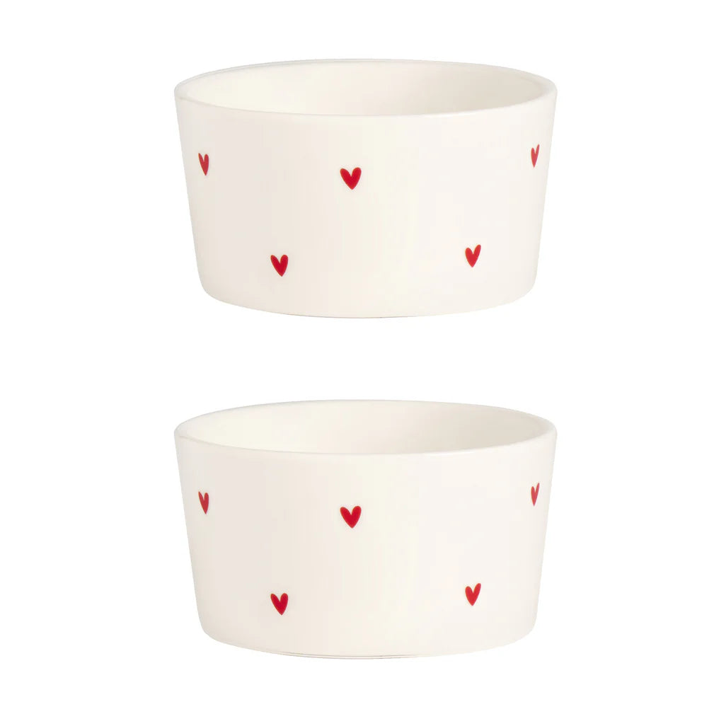 Set 2 coppette in gres "Cuori rossi" - Simple Day
