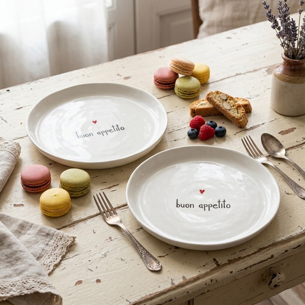 "Buon appetito" dessert plate set of 2 - Simple Day