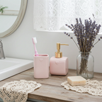 Dispenser + Porta spazzolino Rosa tenue - Luxe Lodge