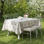 Tovaglia 10 posti resinata beige con fiorellini e balza fiorellini "Le Flowers" - L'Atelier 17