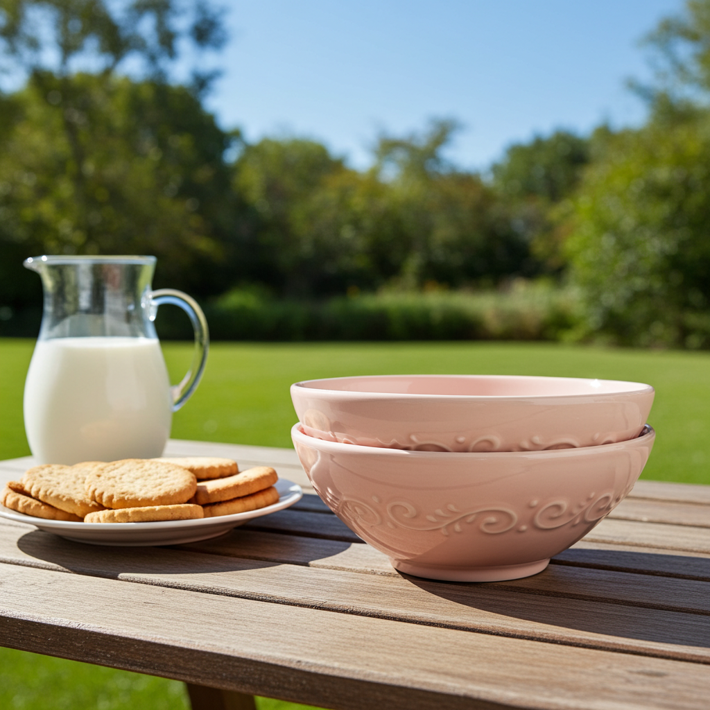Set of 2 pink bowls with decorations