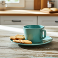 Set of 2 aqua green mugs with handle